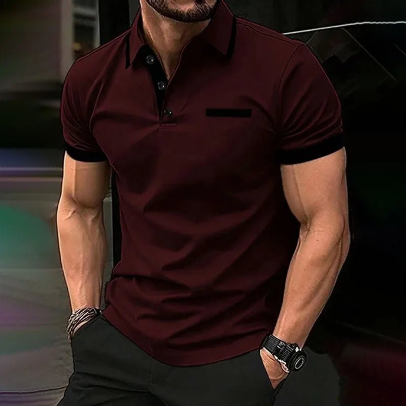 Spring Summer Men Clothes Short Sleeve Turn - down Collar Polo Shirt Fake Pocket Print Business Casual Polo Shirt Resilient Tops - Clothesfassion.store
