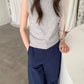 Spring women's casual solid color round neck slim fit vest - Clothesfassion.store