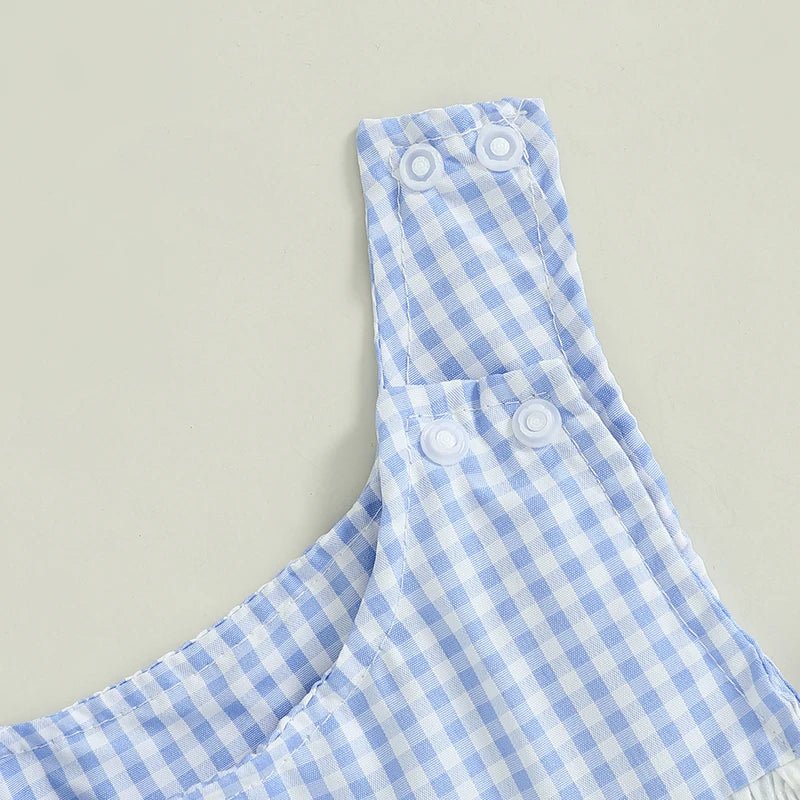 Summer Baby Clothes Newborn Boy Girl Smocked Bubble Romper Baseball Plaid Overall Infant Jumpsuit Outfit - Clothesfassion.store