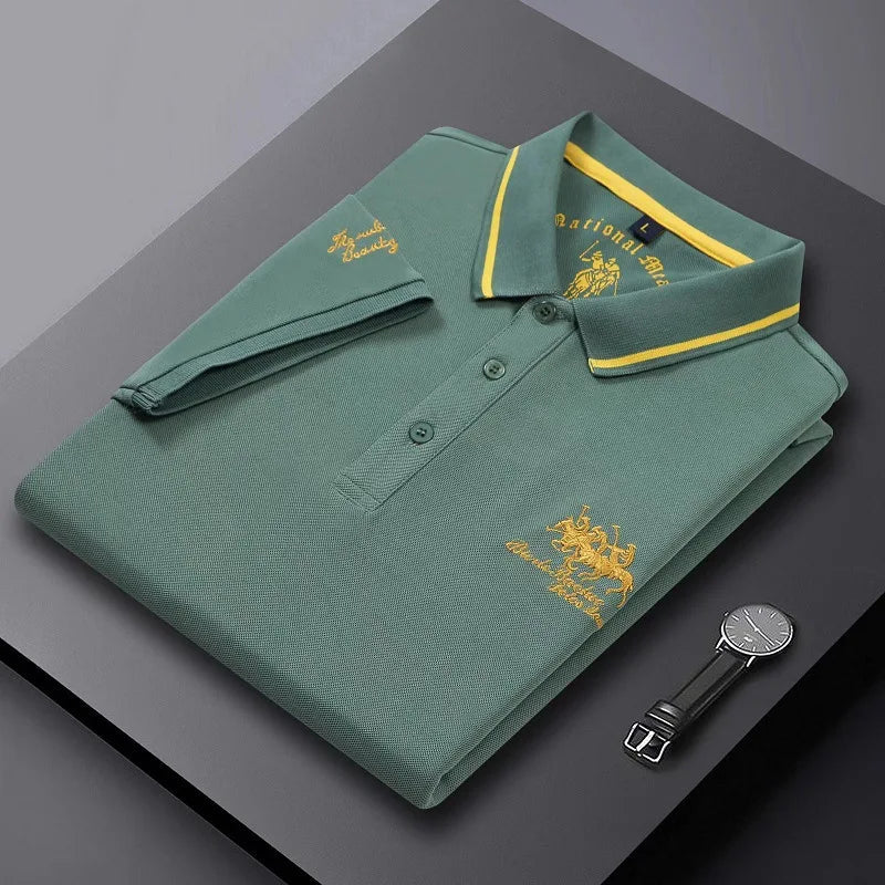 Summer Mens Embroidered Polo Shirts Short Sleeve Shirt Luxury Top Casual Lapel T-shirt Men Breathable Lightweight T Shirt Homme - Clothesfassion.store