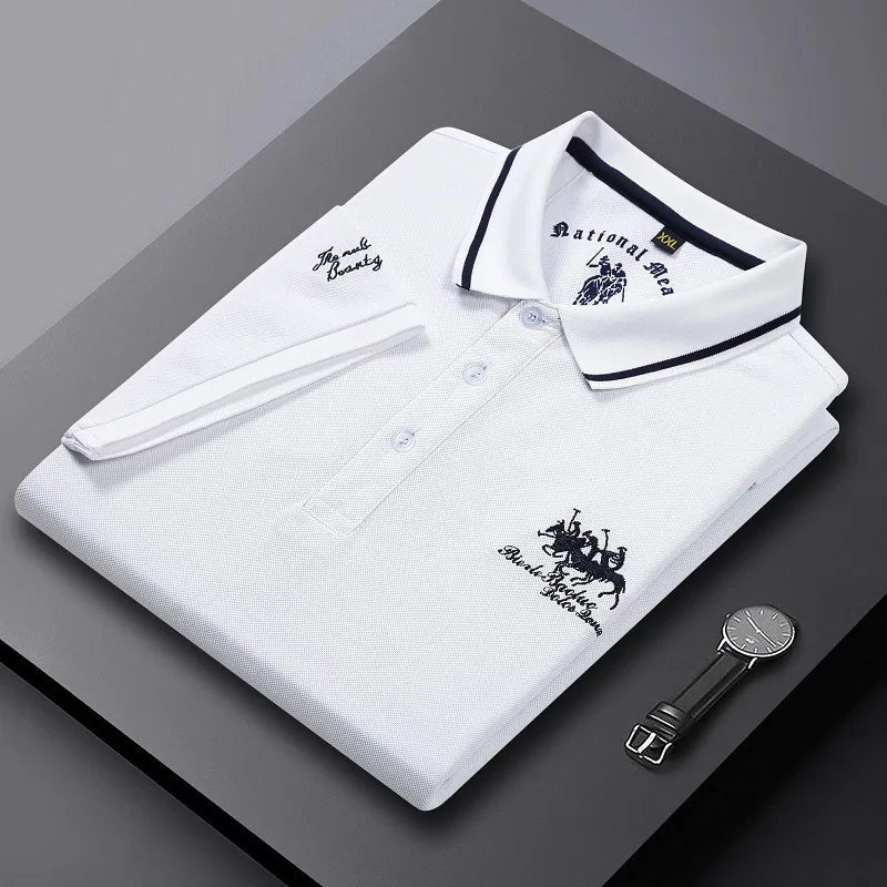 Summer Mens Embroidered Polo Shirts Short Sleeve Shirt Luxury Top Casual Lapel T-shirt Men Breathable Lightweight T Shirt Homme - Clothesfassion.store