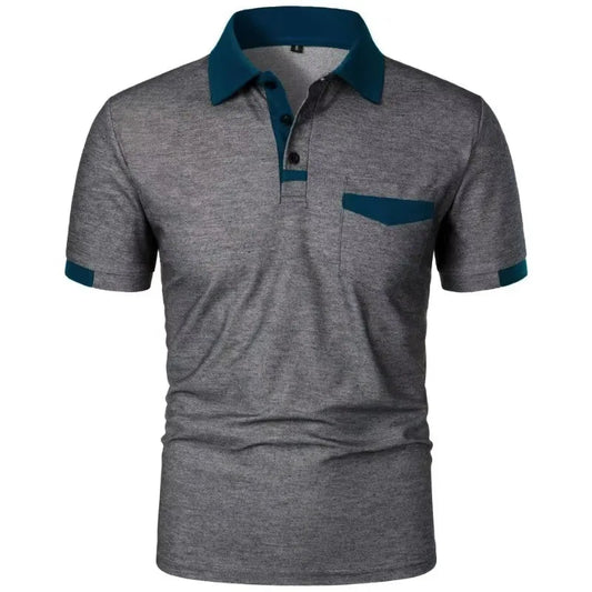 Summer Men's Short Sleeve Color Block Polo Shirt with Pocket Casual Sports T-Shirt for Daily Wear Outdoor Streetwear - Clothesfassion.store