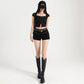 Summer Y2k Sexy Low Waist Mini Denim Shorts Women Vintage Korean Popular Girls Slight Strech Streetwear Gothic Rivet Black Jeans - Clothesfassion.store