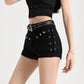 Summer Y2k Sexy Low Waist Mini Denim Shorts Women Vintage Korean Popular Girls Slight Strech Streetwear Gothic Rivet Black Jeans - Clothesfassion.store