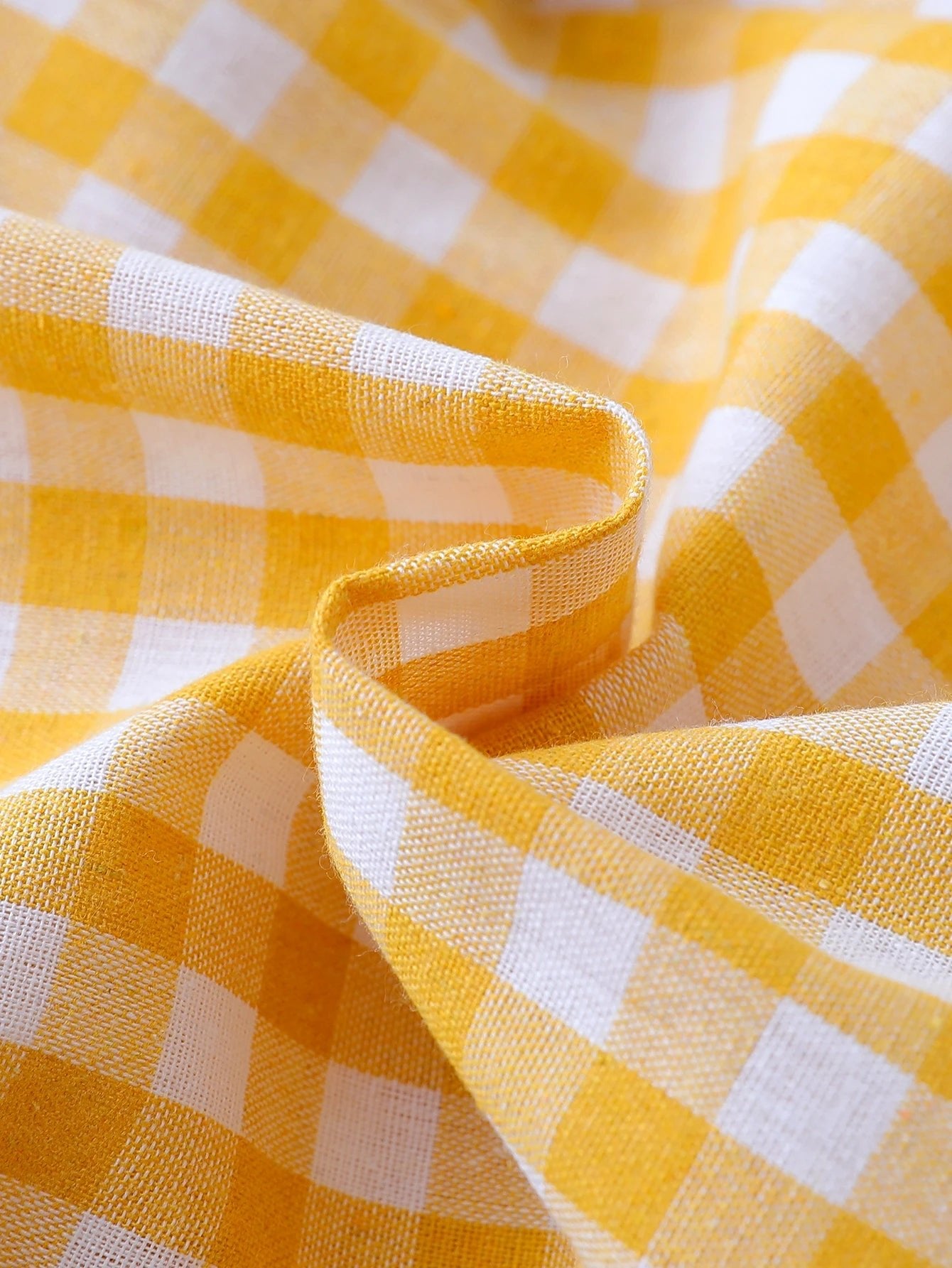 Summer Yellow Infant Baby Unisex Boys Girls Romper Plaid Print Short Sleeve Button Front Jumpsuit Daily Casual Clothes For 3 - 18M - Clothesfassion.store