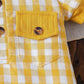 Summer Yellow Infant Baby Unisex Boys Girls Romper Plaid Print Short Sleeve Button Front Jumpsuit Daily Casual Clothes For 3 - 18M - Clothesfassion.store