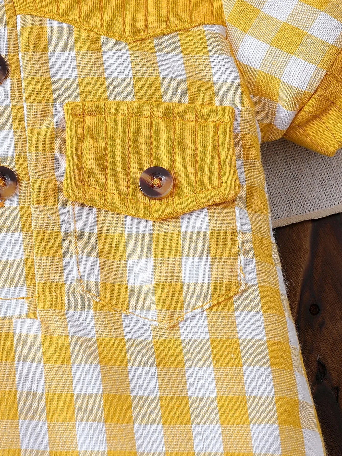 Summer Yellow Infant Baby Unisex Boys Girls Romper Plaid Print Short Sleeve Button Front Jumpsuit Daily Casual Clothes For 3 - 18M - Clothesfassion.store