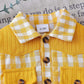 Summer Yellow Infant Baby Unisex Boys Girls Romper Plaid Print Short Sleeve Button Front Jumpsuit Daily Casual Clothes For 3 - 18M - Clothesfassion.store