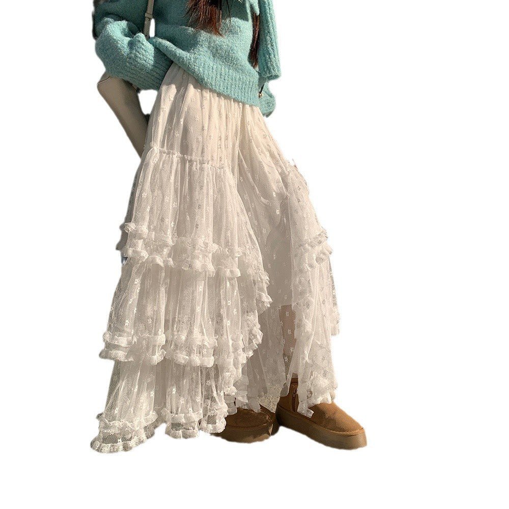 Sweet Floral Mesh Maxi Dress With Intricate Ruffle Detailing And Asymmetrical Hemversatile And Chic - Clothesfassion.store