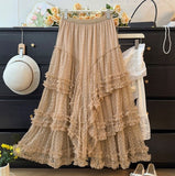 Sweet Floral Mesh Maxi Dress With Intricate Ruffle Detailing And Asymmetrical Hemversatile And Chic - Clothesfassion.store