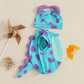 Toddler Baby Summer Outfits Print Sleeveless Round Neck Romper with Dinosaur Hat 2 Pcs Set - Clothesfassion.store