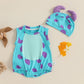Toddler Baby Summer Outfits Print Sleeveless Round Neck Romper with Dinosaur Hat 2 Pcs Set - Clothesfassion.store