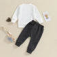 Toddler Boy 2 - Piece Birthday Suit Long Sleeve Crown Print Sweatshirt Pants Set Infant Clothing for Party - Clothesfassion.store