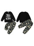 Toddler Boy Autumn Birthday Set with Letter Print Sweatshirt and Camo Pants Long Sleeve Outfit for Fall Celebration - Clothesfassion.store