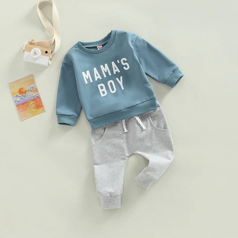Toddler Boys 2 - Piece Outfit Casual Long Sleeve Crew Neck Sweatshirt with Elastic Waist Sweatpants Set for Fall - Clothesfassion.store