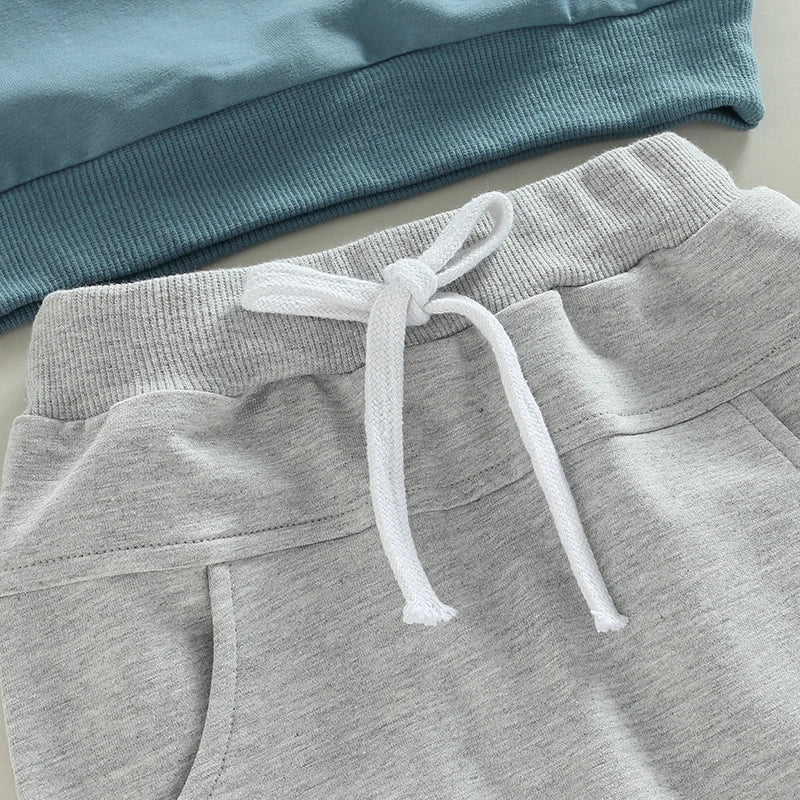 Toddler Boys 2 - Piece Outfit Casual Long Sleeve Crew Neck Sweatshirt with Elastic Waist Sweatpants Set for Fall - Clothesfassion.store