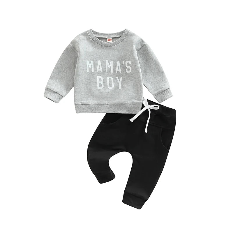 Toddler Boys 2 - Piece Outfit Casual Long Sleeve Crew Neck Sweatshirt with Elastic Waist Sweatpants Set for Fall - Clothesfassion.store