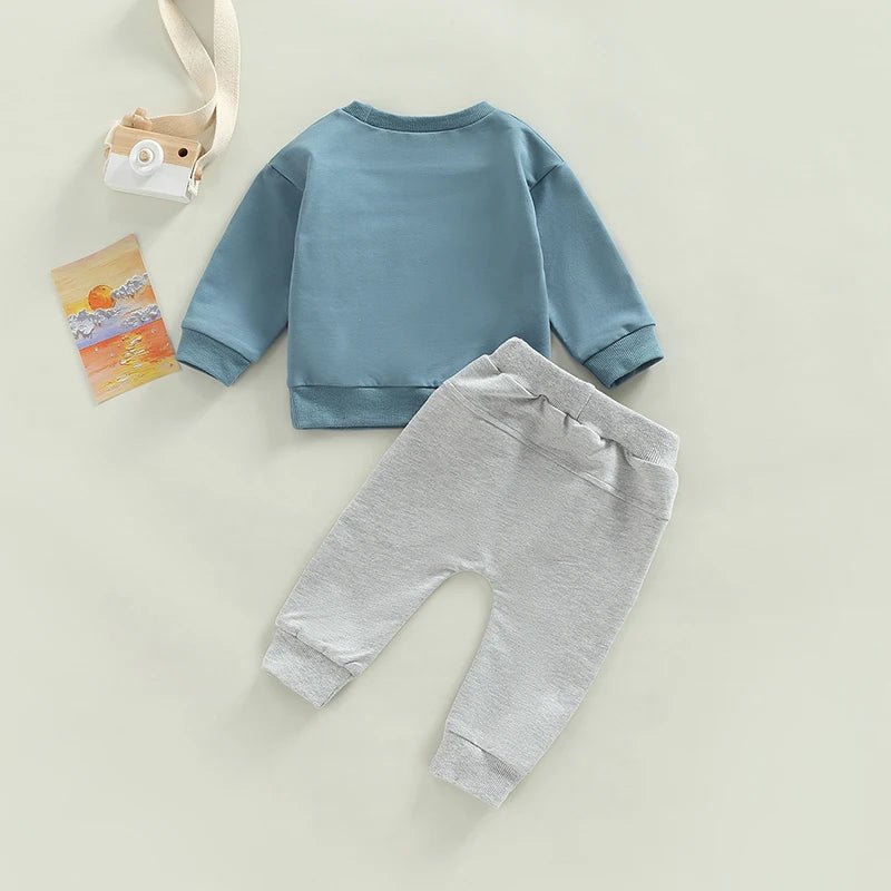 Toddler Boys 2 - Piece Outfit Casual Long Sleeve Crew Neck Sweatshirt with Elastic Waist Sweatpants Set for Fall - Clothesfassion.store