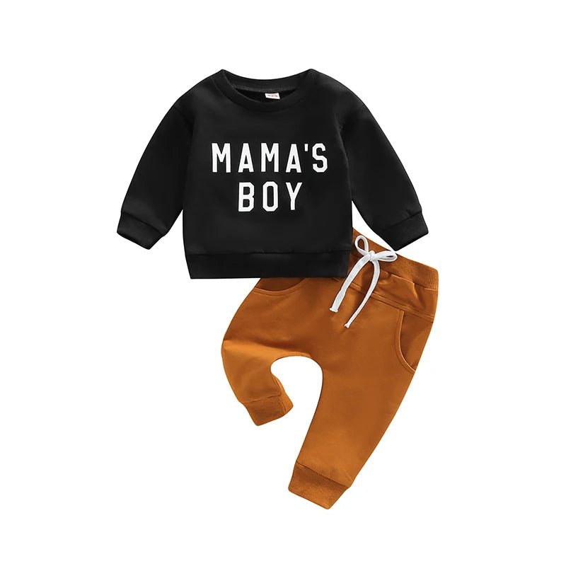 Toddler Boys 2 - Piece Outfit Casual Long Sleeve Crew Neck Sweatshirt with Elastic Waist Sweatpants Set for Fall - Clothesfassion.store