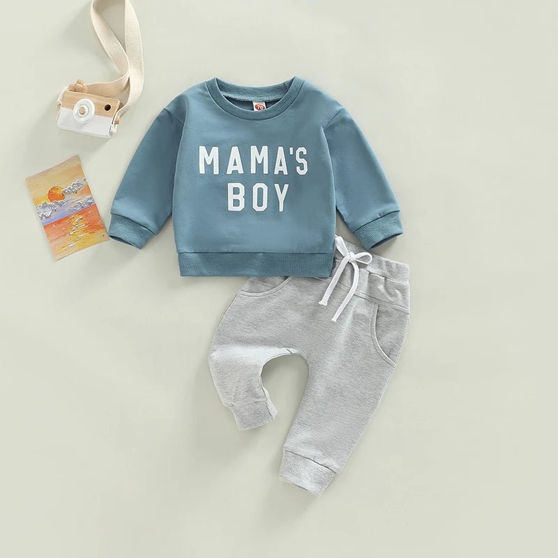 Toddler Boys 2 - Piece Outfit Casual Long Sleeve Crew Neck Sweatshirt with Elastic Waist Sweatpants Set for Fall - Clothesfassion.store