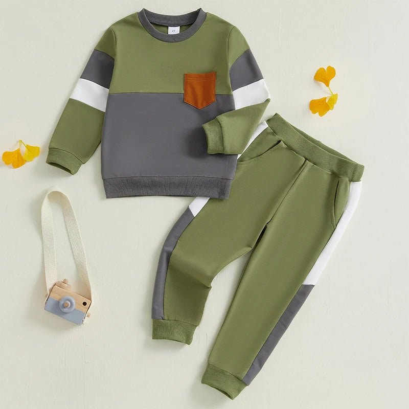 Toddler Girl Color Block Hoodie and Jogger Set Long Sleeve Pullover Sweatshirt with Pockets and Matching Pants 2 Piece Outfit - Clothesfassion.store