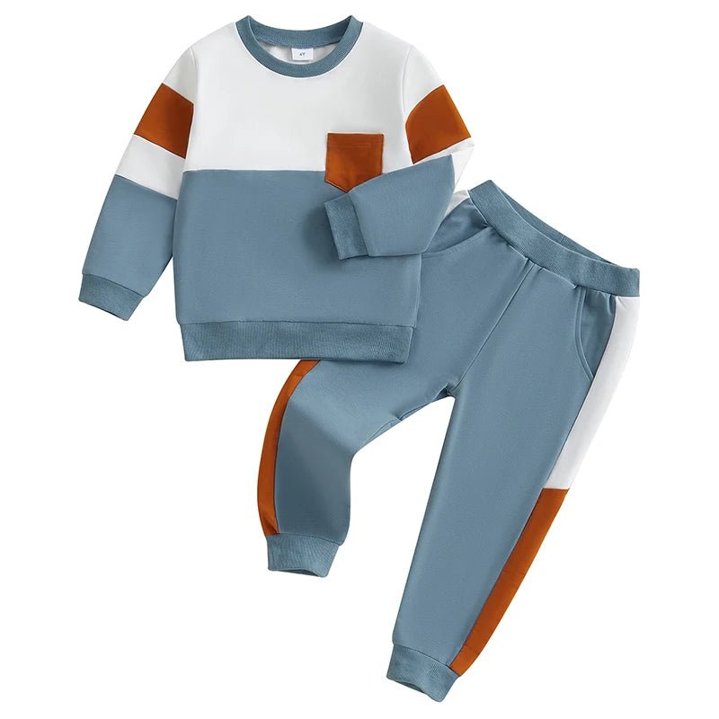 Toddler Girl Color Block Hoodie and Jogger Set Long Sleeve Pullover Sweatshirt with Pockets and Matching Pants 2 Piece Outfit - Clothesfassion.store