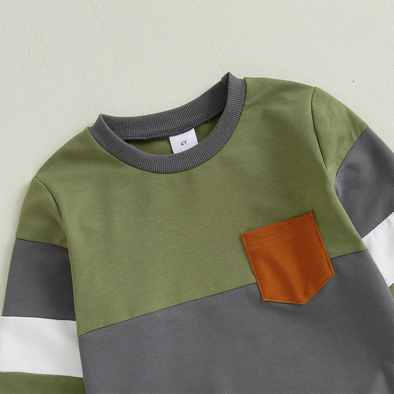 Toddler Girl Color Block Hoodie and Jogger Set Long Sleeve Pullover Sweatshirt with Pockets and Matching Pants 2 Piece Outfit - Clothesfassion.store