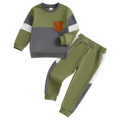 Toddler Girl Color Block Hoodie and Jogger Set Long Sleeve Pullover Sweatshirt with Pockets and Matching Pants 2 Piece Outfit - Clothesfassion.store