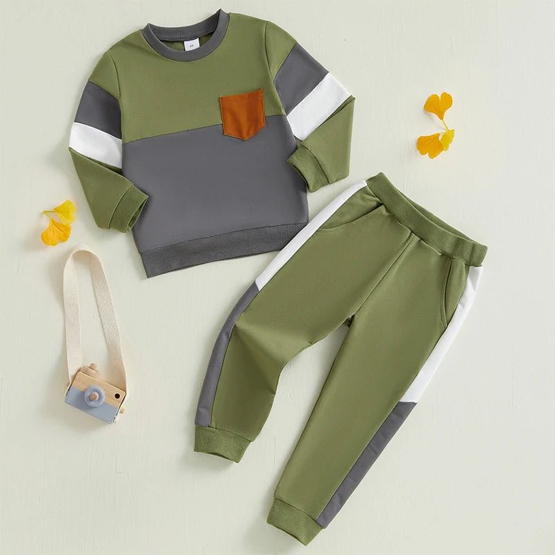 Toddler Girl Color Block Hoodie and Jogger Set Long Sleeve Pullover Sweatshirt with Pockets and Matching Pants 2 Piece Outfit - Clothesfassion.store