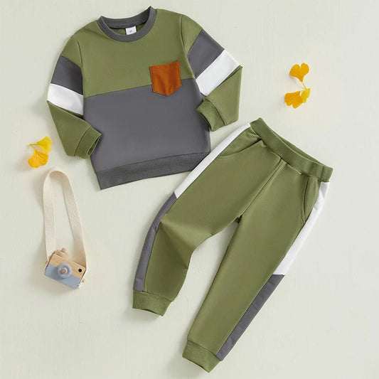 Toddler Girl Color Block Hoodie and Jogger Set Long Sleeve Pullover Sweatshirt with Pockets and Matching Pants 2 Piece Outfit - Clothesfassion.store