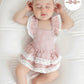 Toddler Girl Sleeveless Floral Print Romper Dress with Ruffle Hem and Matching Bow Headband for Summer Outfits - Clothesfassion.store