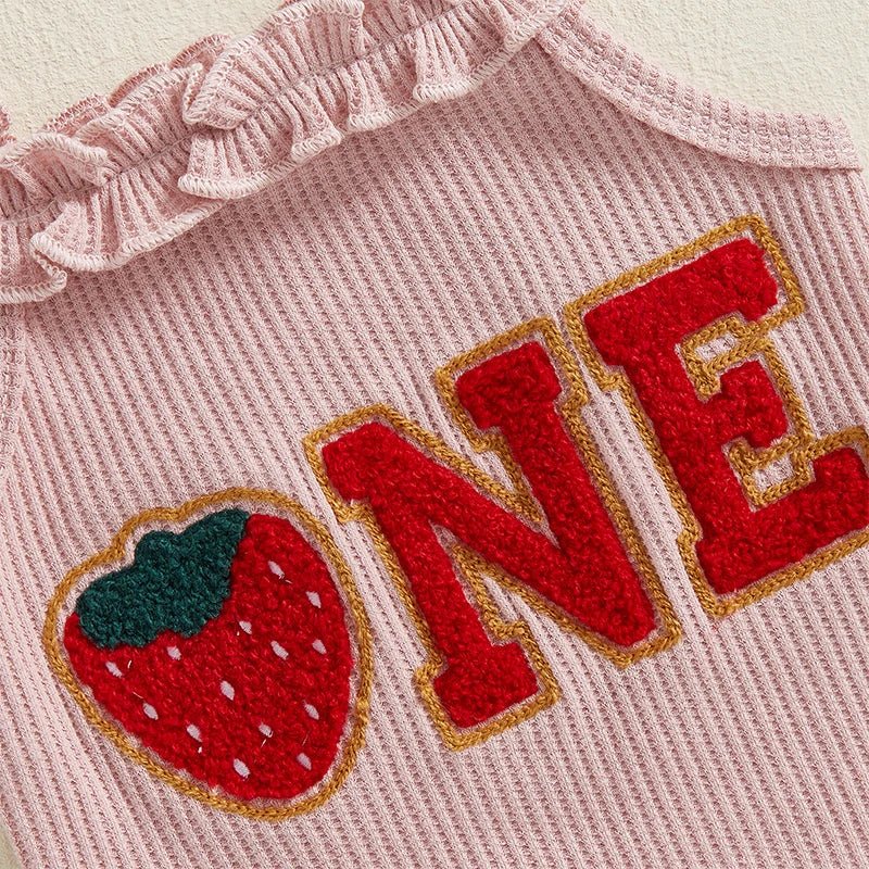 Toddler Girl Summer Outfits Watermelon Print Ruffle Sleeveless Romper Shorts Headband 3Pcs Clothing Set for Birthday Party - Clothesfassion.store
