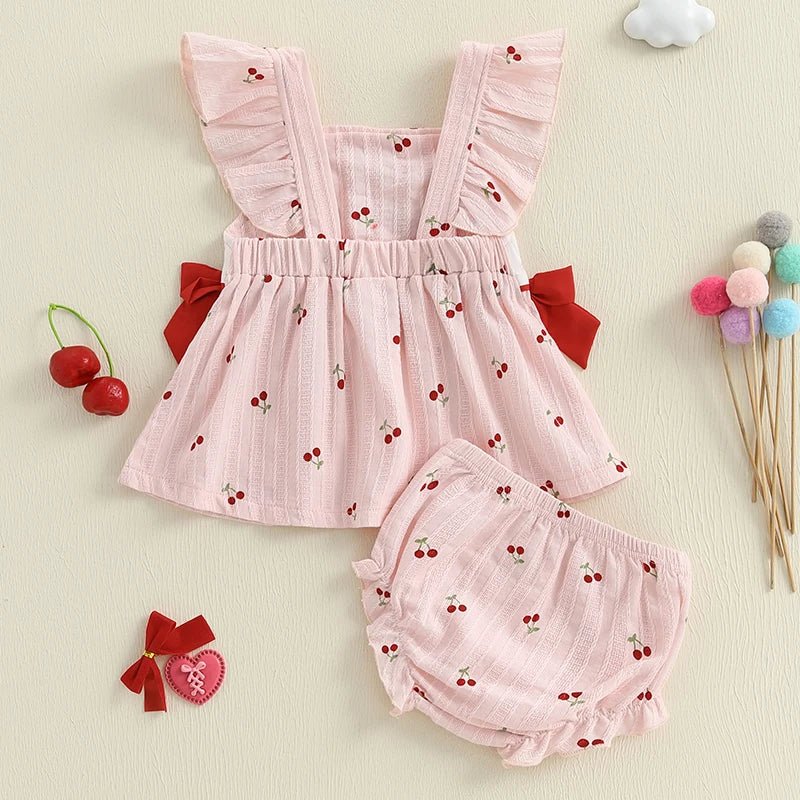 Toddler Girls Floral Ruffle Sleeve Top and Shorts Set Cute Flower Print Blouse with Elastic Waistband Shorts for Summer Outfits - Clothesfassion.store