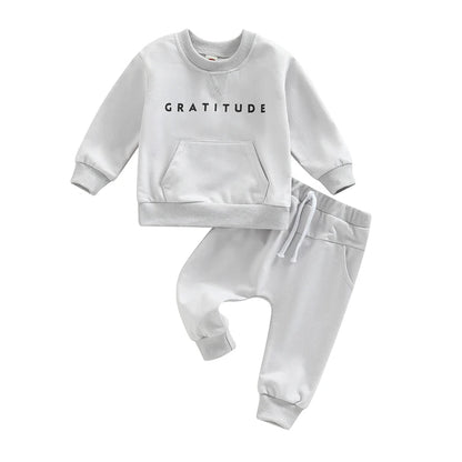 Toddler Kids Unisex 2 Piece Clothing Set Cute Graphic Print Crew Neck Sweatshirt Comfy Elastic Waist Jogger Pants Outfit - Clothesfassion.store