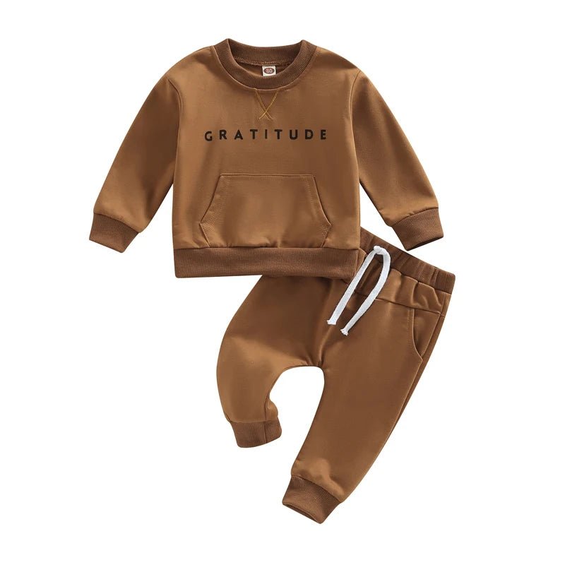 Toddler Kids Unisex 2 Piece Clothing Set Cute Graphic Print Crew Neck Sweatshirt Comfy Elastic Waist Jogger Pants Outfit - Clothesfassion.store
