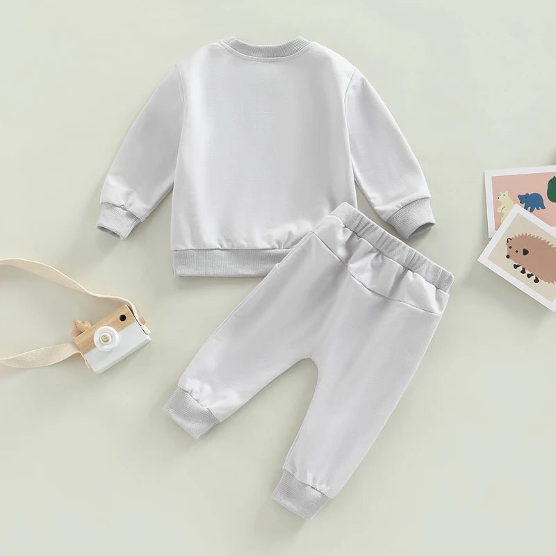Toddler Kids Unisex 2 Piece Clothing Set Cute Graphic Print Crew Neck Sweatshirt Comfy Elastic Waist Jogger Pants Outfit - Clothesfassion.store