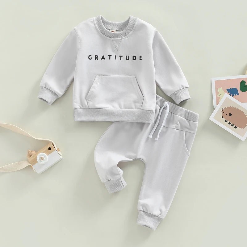 Toddler Kids Unisex 2 Piece Clothing Set Cute Graphic Print Crew Neck Sweatshirt Comfy Elastic Waist Jogger Pants Outfit - Clothesfassion.store