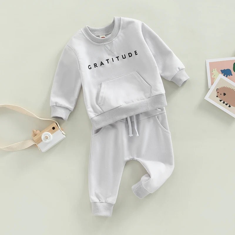 Toddler Kids Unisex 2 Piece Clothing Set Cute Graphic Print Crew Neck Sweatshirt Comfy Elastic Waist Jogger Pants Outfit - Clothesfassion.store