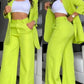 Two Pieces Set for Women Autumn 2024 New Fashion Casual Solid Daily Commuter Notched Collar Blazer Coat&pocket Design Pants Set - Clothesfassion.store
