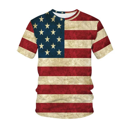 USA American Flag 3D Printed T-Shirts Men Women Fashion Streetwear Oversized Short Sleeve T Shirt Girl Tees Tops Woman Clothing - Clothesfassion.store