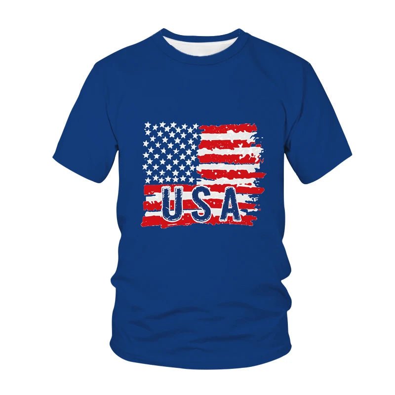 USA American Flag 3D Printed T-Shirts Men Women Fashion Streetwear Oversized Short Sleeve T Shirt Girl Tees Tops Woman Clothing - Clothesfassion.store