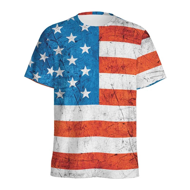 USA American Flag T-Shirts 3D Print Men Women Fashion Casual T Shirt Short Sleeve Oversized Harajuku Male Tops Tees Man Clothing - Clothesfassion.store