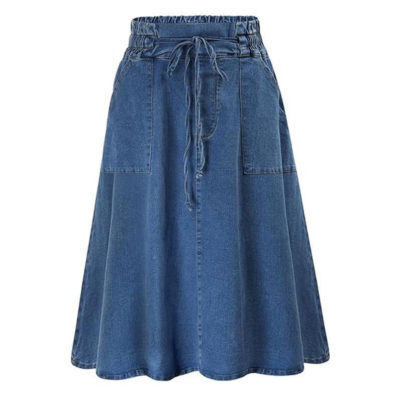 Waist Belt Slip - in Casual Denim Skirt - Clothesfassion.store