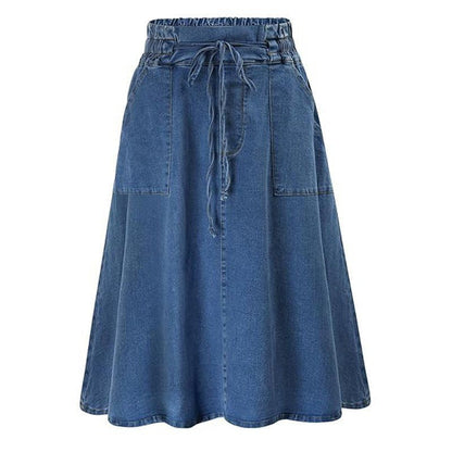 Waist Belt Slip - in Casual Denim Skirt - Clothesfassion.store