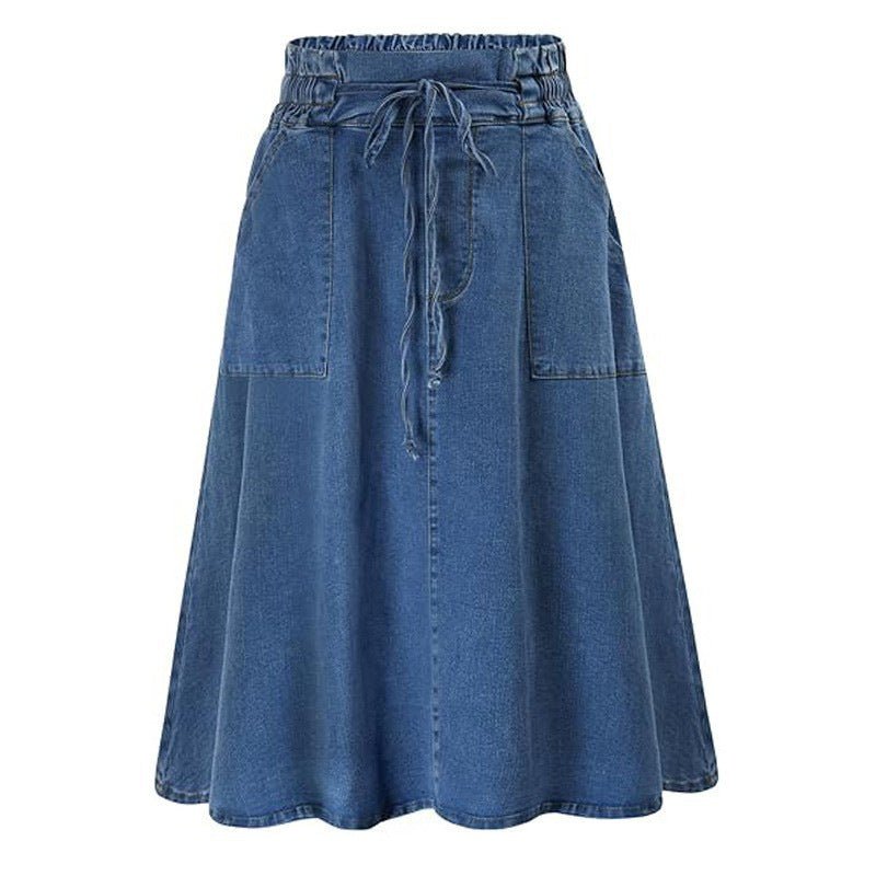 Waist Belt Slip - in Casual Denim Skirt - Clothesfassion.store