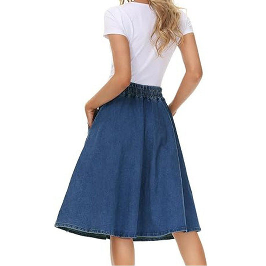Waist Belt Slip - in Casual Denim Skirt - Clothesfassion.store