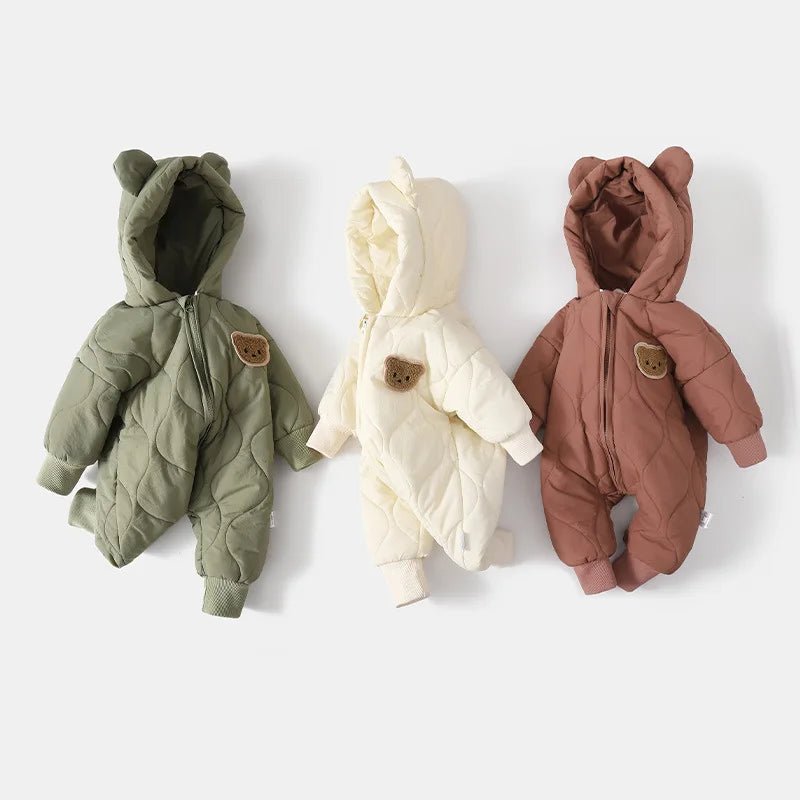  Winter Baby Outwear Clothing Fur Lining Warm Toddler Girl's Boy's Rompers Cartoon Bear Infant Jumpsuit - Clothesfassion.store