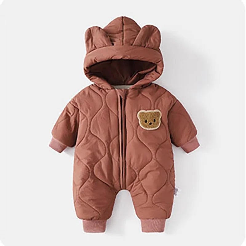  Winter Baby Outwear Clothing Fur Lining Warm Toddler Girl's Boy's Rompers Cartoon Bear Infant Jumpsuit - Clothesfassion.store