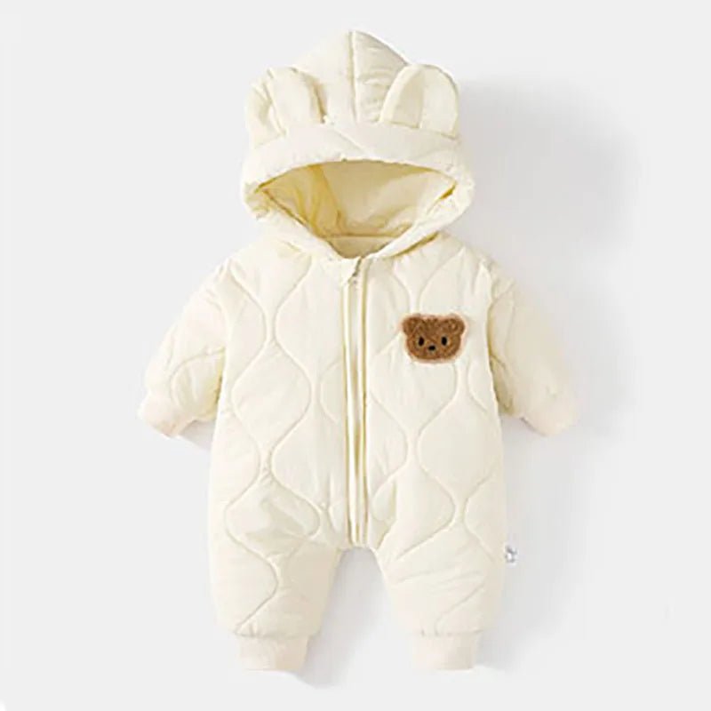  Winter Baby Outwear Clothing Fur Lining Warm Toddler Girl's Boy's Rompers Cartoon Bear Infant Jumpsuit - Clothesfassion.store