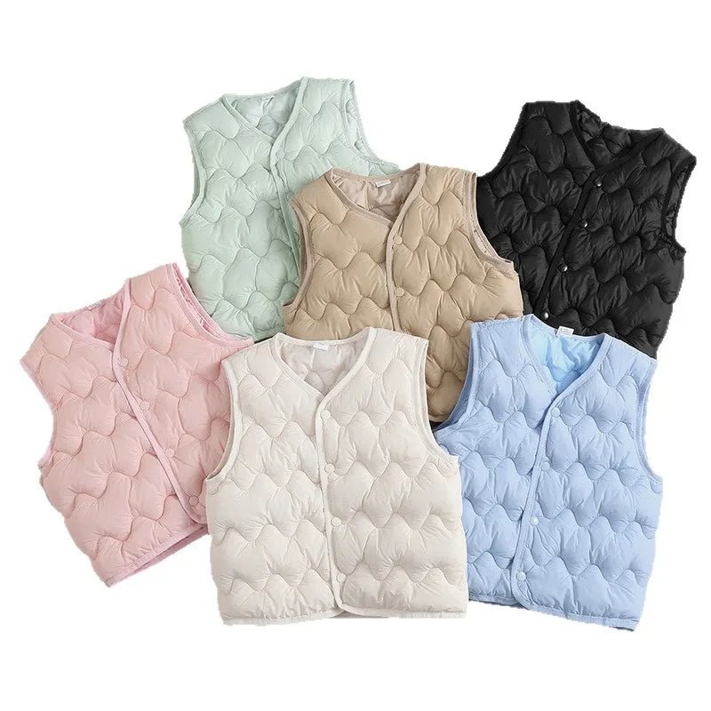 Winter Kids Warm Vest Toddler Girls Boys Thin Waistcoat Outerwear Children Solid Color Jackets Down Vest Undershirt - Clothesfassion.store